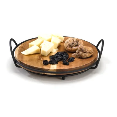 Wooden Display Stand with Metal Legs Ø 21 cm
