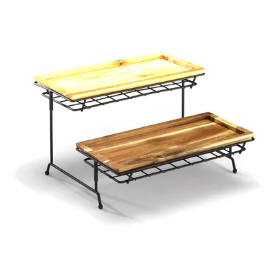 Wooden Display Stand with Metal Legs 30 x 30 H: 18 cm