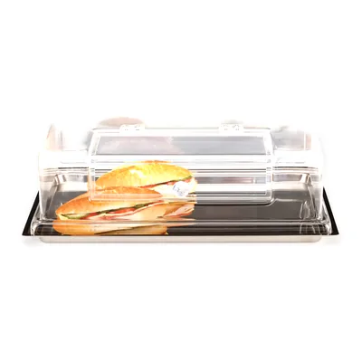 Container with Steel Tray and Acrylic Cover GN 1/1 18/10 36 x 56 x H: 16 cm