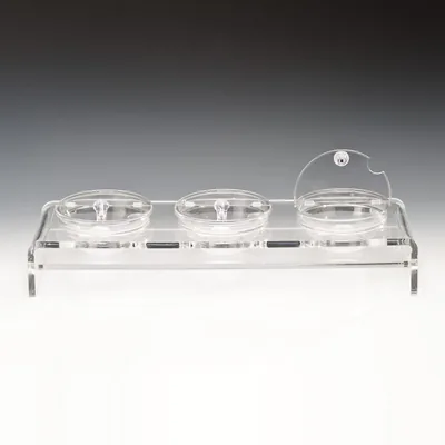 حامل عرض مع وعاء زجاجي وغطاء بولي كربونات
