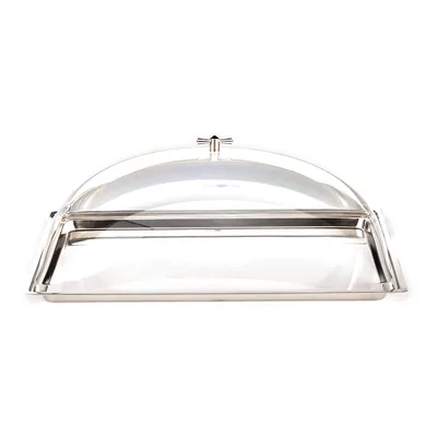 Container with Steel Tray and Polycarbonate Roll-Top Cover / Small 18/10 44 x 29 x H: 18 cm