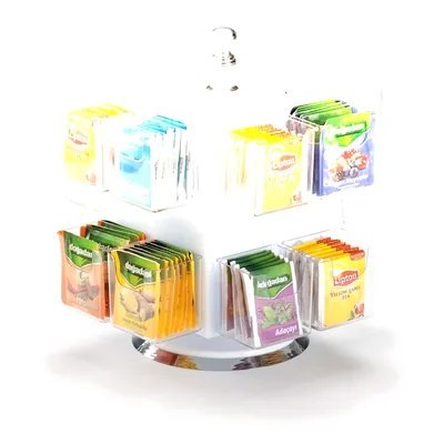 Rotating Acrylic Tea Bag Stand with 16 Compartments H: 26 cm