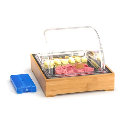 Ahşap Altlı Polikarbonat Rolltop Kapaklı Soğutuculu Teşhir 30 x 36 x H: 25 cm