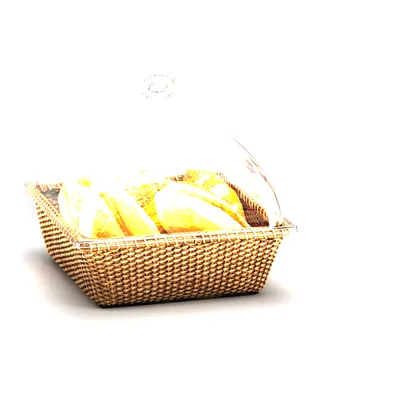 Rattan Basket with Polycarbonate Lid 29 x 29 x H: 24 cm