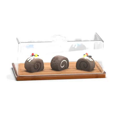 Bell Jar with Bamboo Base and Polycarbonate Lid 18 x 35 x H: 15 cm