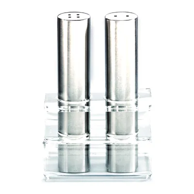 Salt and Pepper Set with Acrylic Stand H: 13 cm