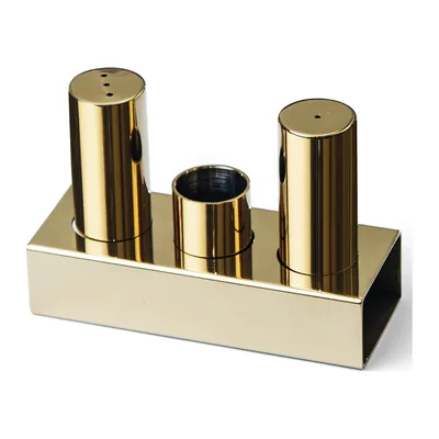 3-Piece Slim Round Salt & Pepper Set Gold