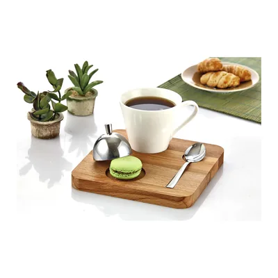Square Wooden Instant Coffee Set 17.5 x 17.5 x 2 cm