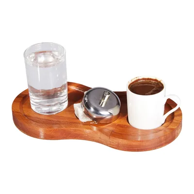 Turkish Coffee Serving Set with Wooden Stand 23 x 12 x 2 cm