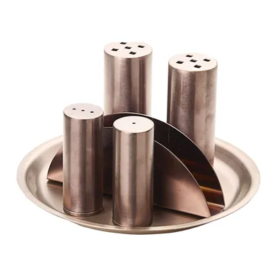 6-Piece Round Salt, Spice & Napkin Holder Set Copper