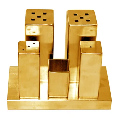 Everest Large Square Salt & Pepper Set Gold 15 x 8 x 11 cm