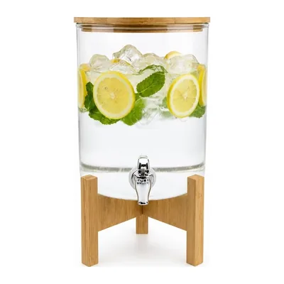 Glass Beverage Dispenser with Acacia Stand 6.5 L