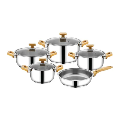 Eftelya Stainless Steel Cookware Set 9 Pieces, Glass Lids