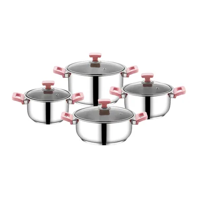 Eftelya Stainless Steel Cookware Set 8 Pieces, Steel Lids