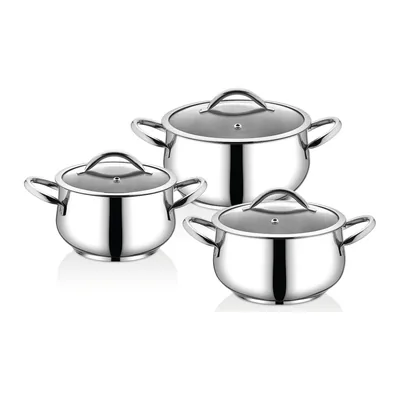 İnci Stainless Steel Belly-Shaped Cookware Set 6 Pieces