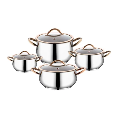 Luna Stainless Steel Belly-Shaped Cookware Set 8 Pieces