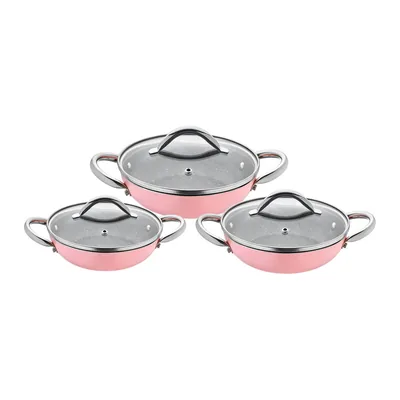 Aluminium Omelette Pan Set 6 Pieces (Pink)